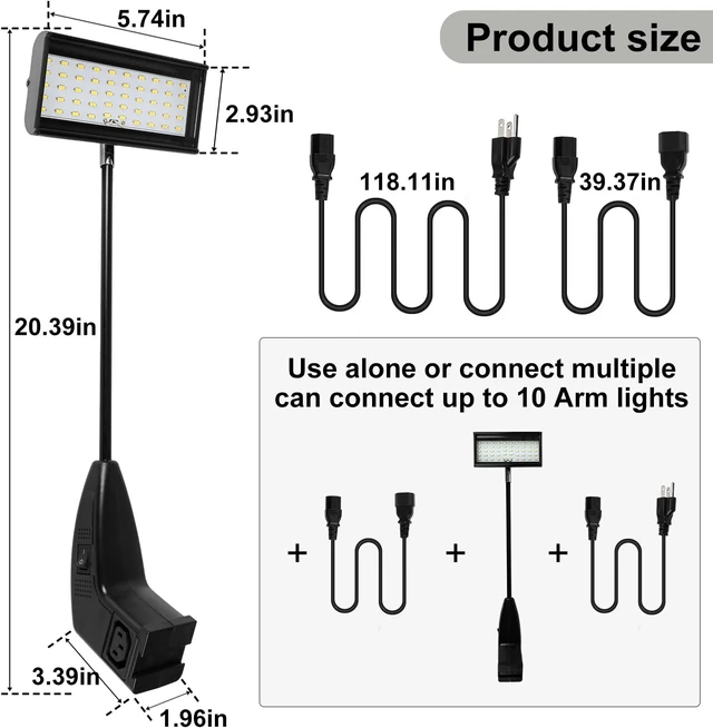 Alt view image 4 of 7 - Trade Show Lights LED Display and Exhibit Arm Lighting, Connectable Tradeshow Lights Included Clamps, Mounting Brackets, Power Cables, Connect Cables (2pcs Black) (Black)