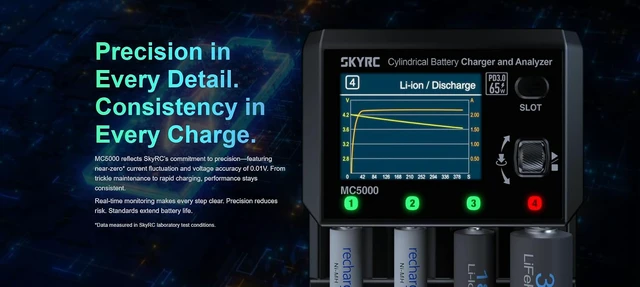 Alt view image 6 of 7 - MC5000 Cylindrical Battery Charger and Analyzer MAXBUSTER Versatile Precise for Li-ion, Li-ion HV, LiFePO4, NiMH, NiCd, NiZn, RAM, LTO Na-ion Cylindrical Batteries This Powerhouse Handles Them All.