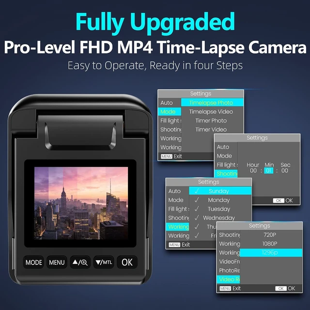 Alt view image 4 of 7 - Time Lapse Camera,1296P FHD MP4 Video&48MP, Outdoor IP66 Waterproof Timelapse Camera,Captures Plant Growth,Records Garden & Construction,Tracks Weather,6-Month Battery Life,Includes 32GB TF Card