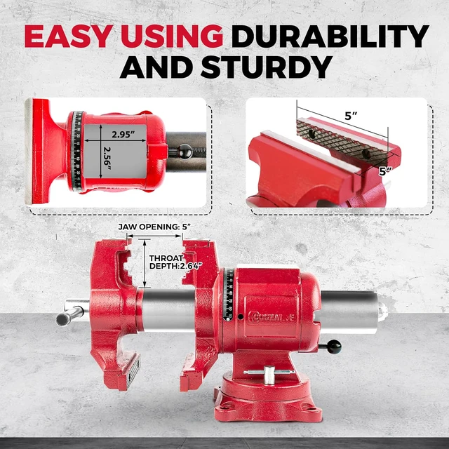 Alt view image 4 of 7 - 5 UPG 360° Positioning Bench Vise, 8800LB Force