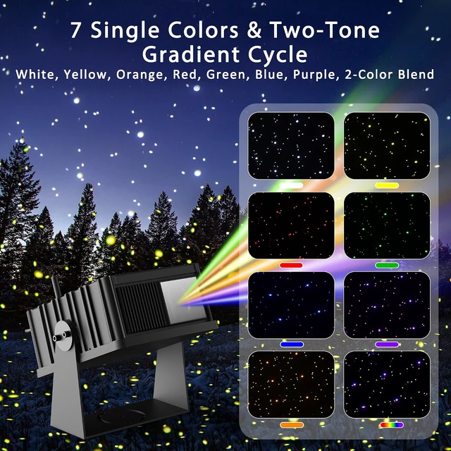 Alt view image 2 of 7 - Outdoor Star Laser Projector, App & Remote Control 7 Colors Motion Smart Firefly Lights Christmas Snowflake Projector, 8 Lighting Effects Fairy Light Projector for Holiday Decor Garden Light