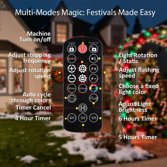 Alt view image 7 of 7 - Outdoor Star Laser Projector, App & Remote Control 7 Colors Motion Smart Firefly Lights Christmas Snowflake Projector, 8 Lighting Effects Fairy Light Projector for Holiday Decor Garden Light