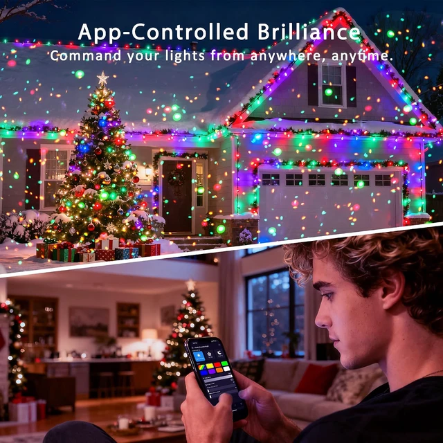 Alt view image 3 of 7 - Outdoor Star Laser Projector, App & Remote Control 7 Colors Motion Smart Firefly Lights Christmas Snowflake Projector, 8 Lighting Effects Fairy Light Projector for Holiday Decor Garden Light