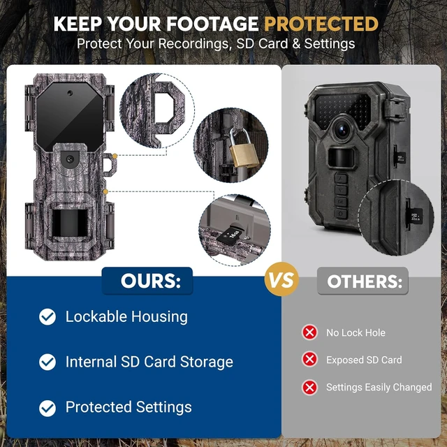Alt view image 3 of 7 - 3 Pack Trail Camera, Mini Game Camera with Night Vision Motion Activated, 0.05s Trigger, IP66 Waterproof Trail Cam for Wildlife Monitoring, Outdoor Scouting & Security