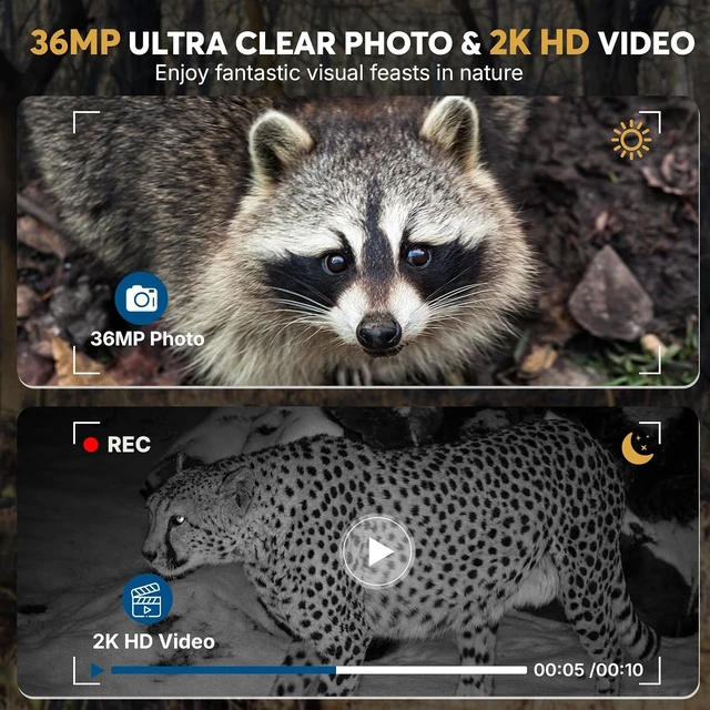 Alt view image 4 of 7 - 3 Pack Trail Camera, Mini Game Camera with Night Vision Motion Activated, 0.05s Trigger, IP66 Waterproof Trail Cam for Wildlife Monitoring, Outdoor Scouting & Security
