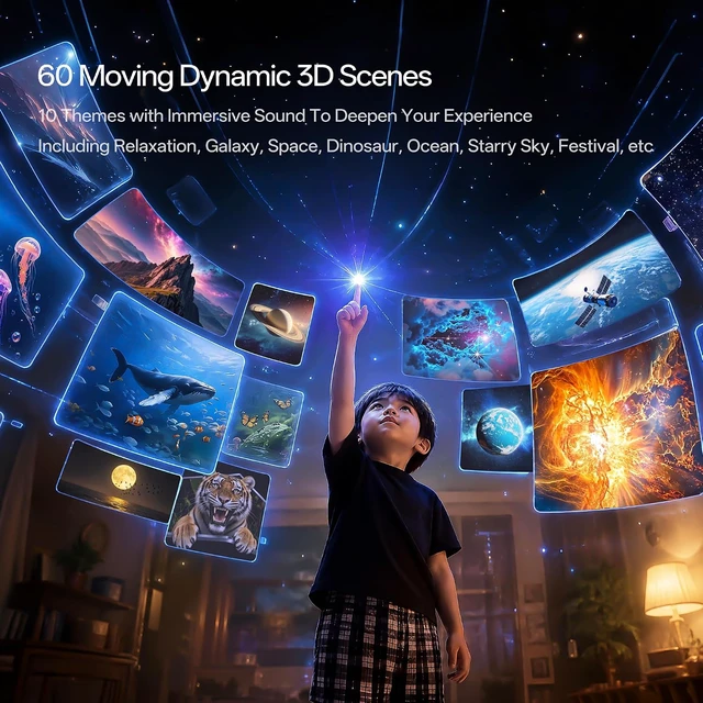 Alt view image 2 of 7 - 3D Galaxy Projector Night Light, Star Projector for Kids