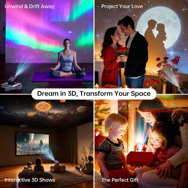 Alt view image 7 of 7 - 3D Galaxy Projector Night Light, Star Projector for Kids