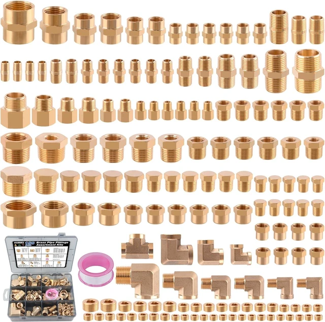 Main image of 156PCS Brass Pipe Fittings Kit 1/8", 1/4", 3/8", 1/2", 3/4" NPT