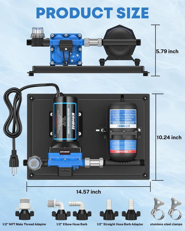 Alt view image 5 of 7 - 110V Water Pump 5.5 GPM and Accumulator Tank System - 125PSI (0.75L)