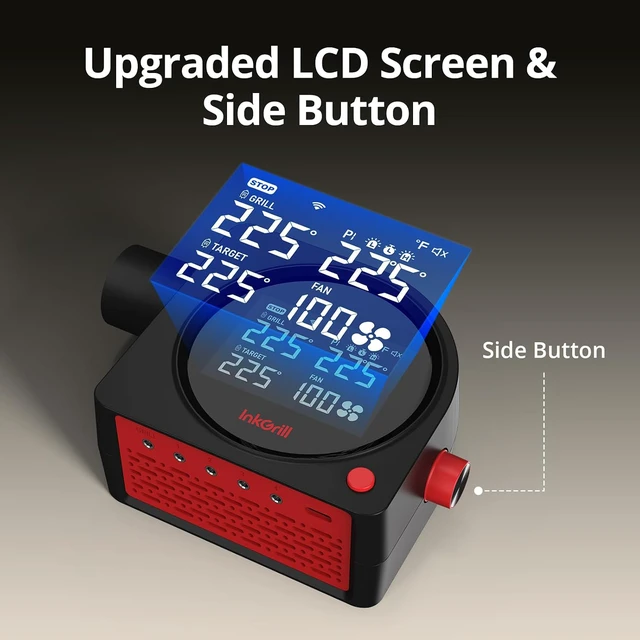 Alt view image 4 of 7 - Smoker Temperature Controller for Big Green Egg, 5G WiFi & 164FT Bluetooth Automatic BBQ Fan with LCD Screen, 5 Probes, Overnight Cooking Grill Fan for Kamado, Weber, Ceramic Charcoal Grills