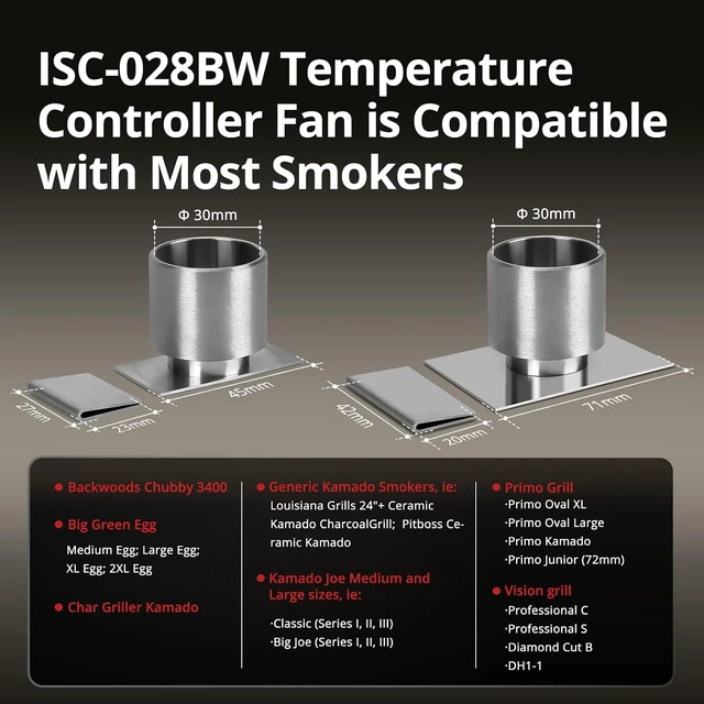 Alt view image 7 of 7 - Smoker Temperature Controller for Big Green Egg, 5G WiFi & 164FT Bluetooth Automatic BBQ Fan with LCD Screen, 5 Probes, Overnight Cooking Grill Fan for Kamado, Weber, Ceramic Charcoal Grills