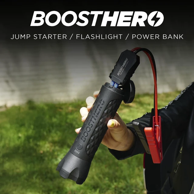 Alt view image 5 of 7 - BoostHero Portable Car Battery Jump Starter, 6,000mAh Power Bank, LED Flashlight, with Smart Jumper Cables for up to 6.0L Gas/4.0L Diesel Engines (Black)