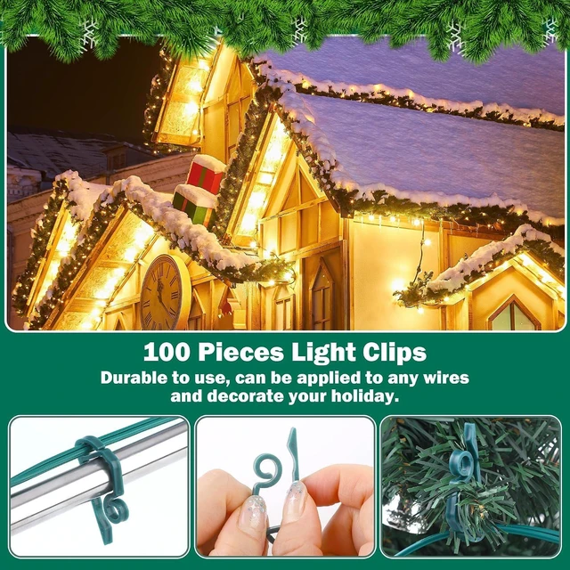 Alt view image 5 of 7 - Christmas SPT-1 Electric Wire Set 500 Ft SPT-1 Zip Cord Wire 20 Male and 20 Female Vampire Plugs with Light Clips Green Electrical Light End Plug for Xmas Holiday Outdoor Indoor Lighting