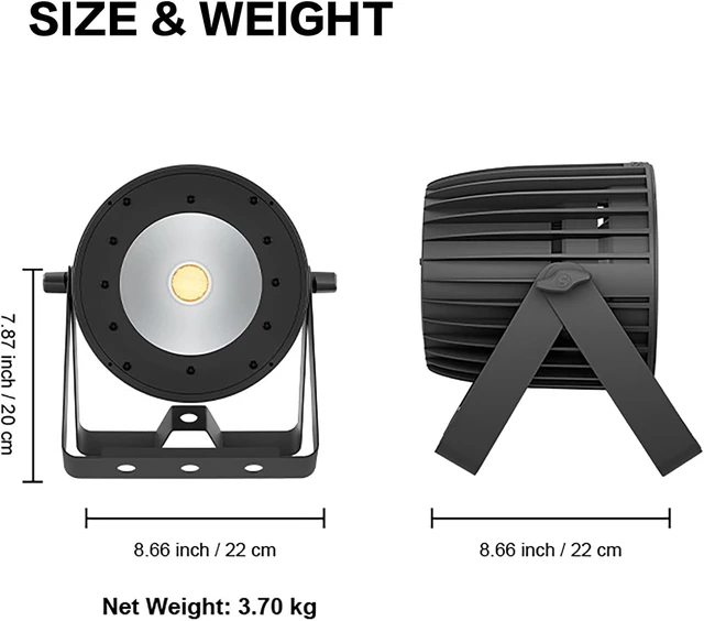 Alt view image 5 of 6 - LED COB 200W Par Lights, Cool White and Warm White Stage Wash Lights