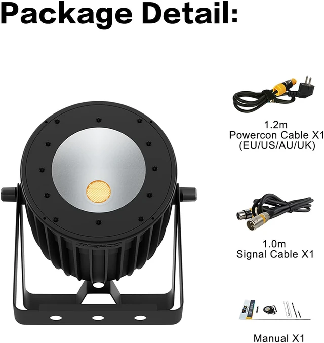 Alt view image 6 of 6 - LED COB 200W Par Lights, Cool White and Warm White Stage Wash Lights