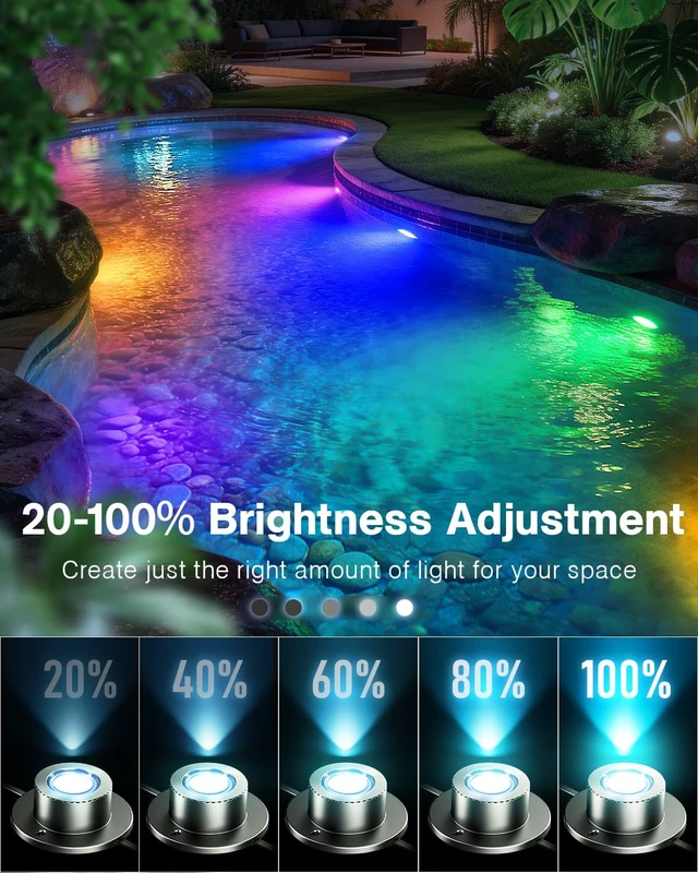 Alt view image 6 of 7 - RGBWW Underwater LED Pond Light with 12V Timer Transformer, 12Head