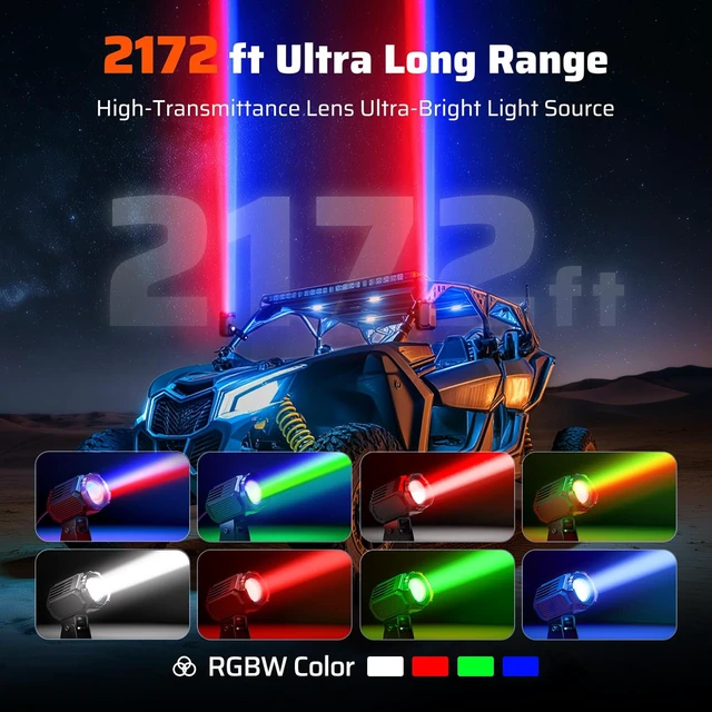 Alt view image 2 of 7 - Whipless LED Whip Lights, RGBW Dual Color Alien Lights for SXS UTV