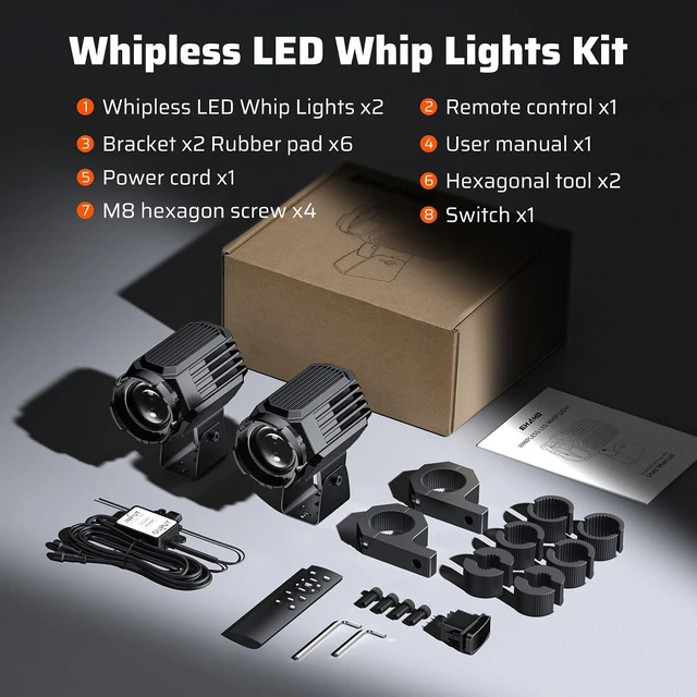 Alt view image 5 of 7 - Whipless LED Whip Lights, RGBW Dual Color Alien Lights for SXS UTV