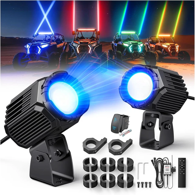 Alt view image 7 of 7 - Whipless LED Whip Lights, RGBW Dual Color Alien Lights for SXS UTV