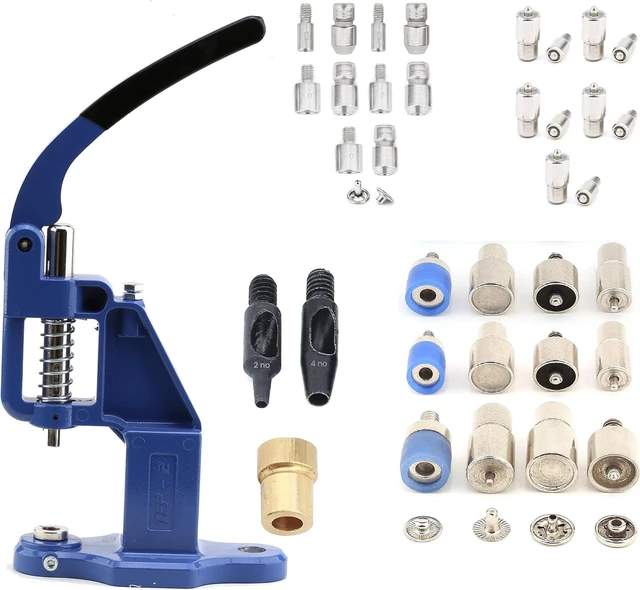 Main image of Snap Button Fastener, Rivet, Eyelet, Grommet Hand Press Machine with Setting Dies All in One Set