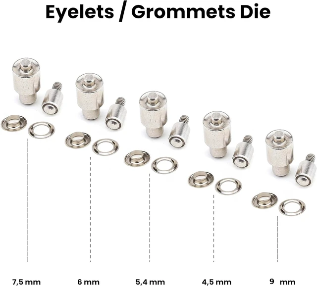 Alt view image 3 of 6 - Snap Button Fastener, Rivet, Eyelet, Grommet Hand Press Machine with Setting Dies All in One Set