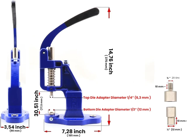 Alt view image 6 of 6 - Snap Button Fastener, Rivet, Eyelet, Grommet Hand Press Machine with Setting Dies All in One Set