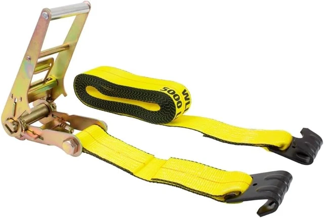 Alt view image 6 of 6 - Ratchet Tie-Down Straps with Flat Hooks, 3" x 30' Ratchet Straps Yellow