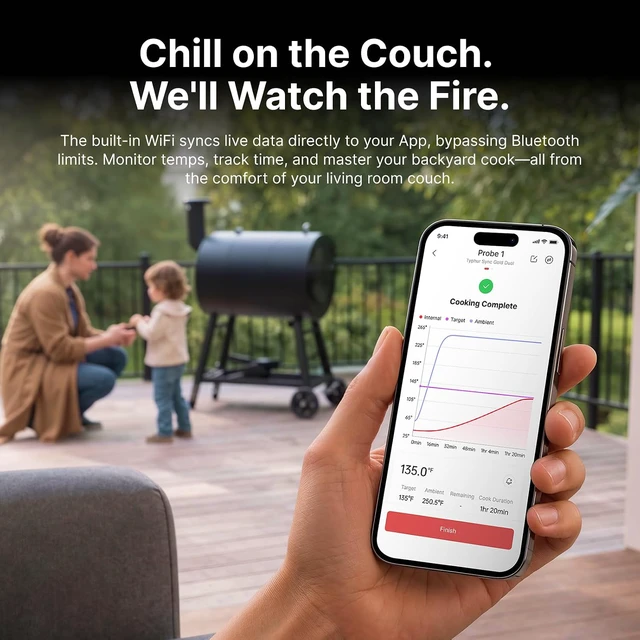 Alt view image 6 of 7 - Sync Gold Dual Wireless WiFi Meat Thermometer Carrying Case Included