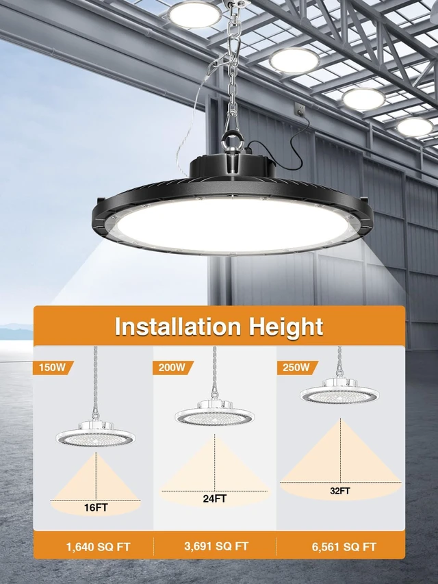 Alt view image 4 of 7 - UFO LED High Bay Light 250W 6 Pack ,37500LM 5000K IP65 with 5FT US Plug