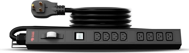 Main image of Surge Protection, Metered, Basic 220v/50a, L6-50P Input, (4-C13 & 4C19) Outlets, 1U Vertical Rackmount (C13) 3 Year Warranty 12,000 Watts Crypto Mining