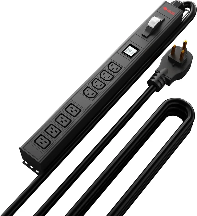 Alt view image 3 of 7 - Surge Protection, Metered, Basic 220v/50a, L6-50P Input, (4-C13 & 4C19) Outlets, 1U Vertical Rackmount (C13) 3 Year Warranty 12,000 Watts Crypto Mining