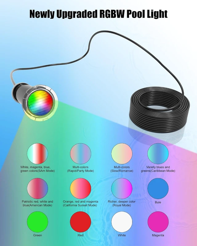 Alt view image 4 of 7 - 1.5 Inch Pool Light Compatible with Pentair GloBrite MicroBrite 50ft Cord