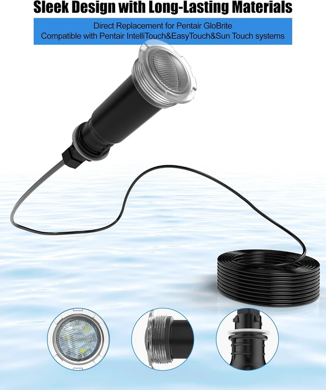 Alt view image 3 of 7 - 1.5 Inch Pool Light Compatible with Pentair GloBrite MicroBrite 50ft Cord