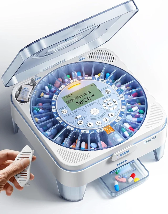Main image of 28-Day (1X) Automatic Pill Dispenser, No APP with Alarm & Desiccant