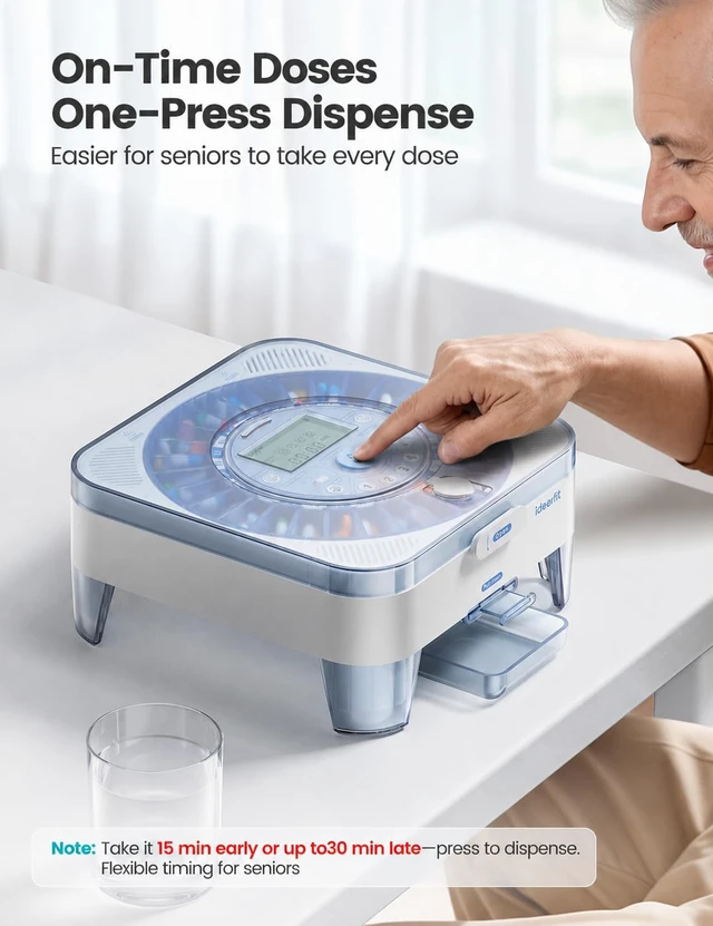 Alt view image 2 of 7 - 28-Day (1X) Automatic Pill Dispenser, No APP with Alarm & Desiccant