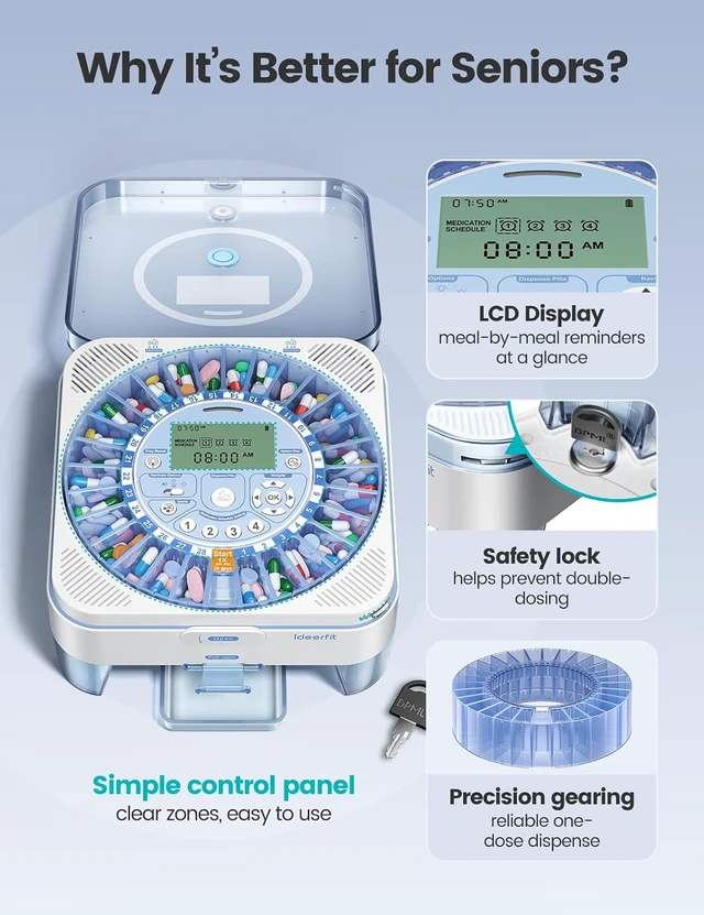 Alt view image 5 of 7 - 28-Day (1X) Automatic Pill Dispenser, No APP with Alarm & Desiccant