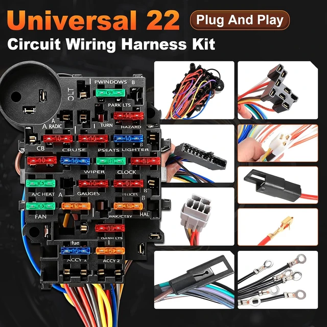 Alt view image 5 of 7 - Universal 22 Circuit Wiring Harness Kit for 1960-1986 Chevy Pickup Truck