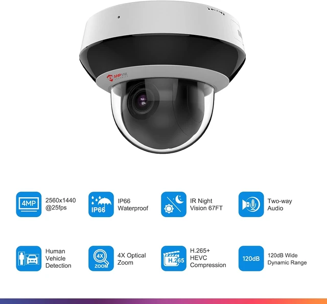 Alt view image 5 of 7 - 4MP PoE PTZ IP Camera, Dome Wired Security Camera, 4X Optical Zoom