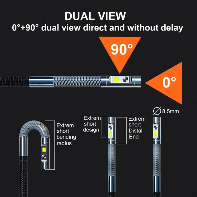 Alt view image 3 of 6 - Dual-Lens Articulating Borescope for Automotive Mechanic Inspection
