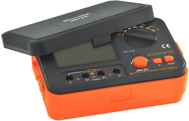 Alt view image 6 of 7 - VC480C Precision Milliohm Meters 4 Wire Kelvin Clip 0 Adjust Large LCD Backlit LCD Data Hold Manual Zero Display Adjust with Calibration Certificate