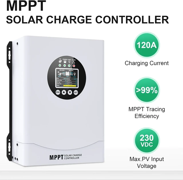 Alt view image 2 of 7 - 120A MPPT Solar Charge Controller, 12V 24V 36V 48V 60V 72V 84V 96V Battery System Auto , Solar Panel Charge Controller Regulator, LCD Display,Max Input PV 230V for FLD,LiFePO4,SLD,Gel,AGM