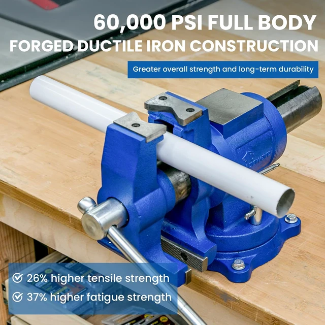 Alt view image 2 of 7 - DT150B 6 Inch Heavy Duty Bench Vise with 360° Swivel Base and Head