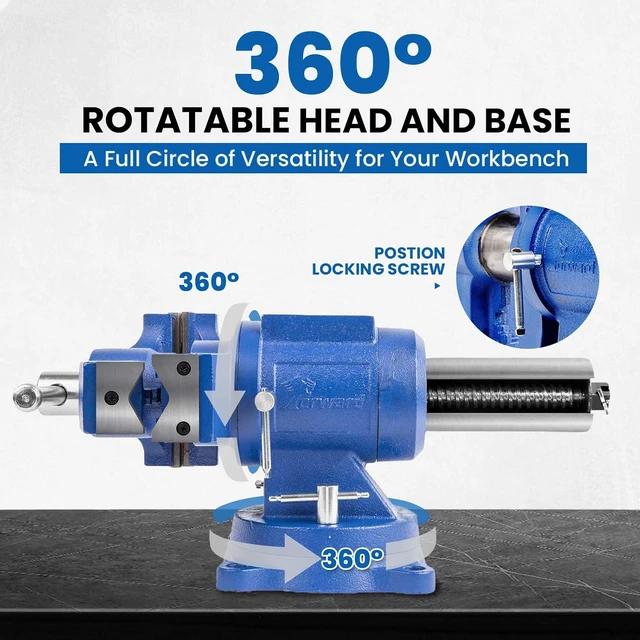 Alt view image 3 of 7 - DT150B 6 Inch Heavy Duty Bench Vise with 360° Swivel Base and Head
