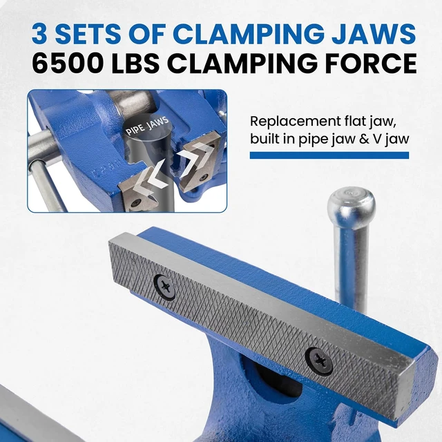 Alt view image 4 of 7 - DT150B 6 Inch Heavy Duty Bench Vise with 360° Swivel Base and Head
