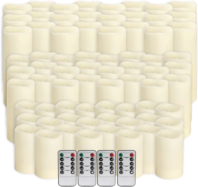 Alt view image 3 of 7 - 144-Pack LED Flameless Flickering Candles with Remote Control and 2/4/6/8 H Timer Led Pillar Candles of Wedding, Table, Halloween,Christmas Decorations and Special Occasions (Three Sizes)