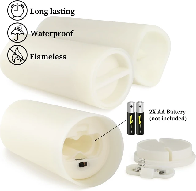 Alt view image 5 of 7 - 144-Pack LED Flameless Flickering Candles with Remote Control and 2/4/6/8 H Timer Led Pillar Candles of Wedding, Table, Halloween,Christmas Decorations and Special Occasions (Three Sizes)