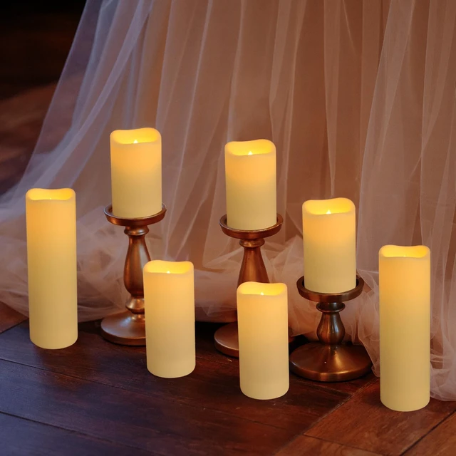 Alt view image 7 of 7 - 144-Pack LED Flameless Flickering Candles with Remote Control and 2/4/6/8 H Timer Led Pillar Candles of Wedding, Table, Halloween,Christmas Decorations and Special Occasions (Three Sizes)