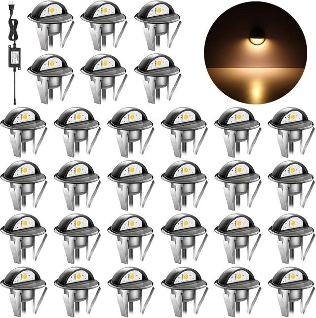 Main image of RNEHON LED Deck Lighting Kits,Warm White 1.38 Low Voltage 12V DC Step Stair Lights,IP65 Waterproof Outdoor Recessed LED Landscape Lighting for Garden,Yard Stairs,Floor,Patio Decoration(30 Pack)