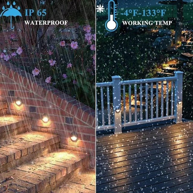 Alt view image 6 of 7 - RNEHON LED Deck Lighting Kits,Warm White 1.38 Low Voltage 12V DC Step Stair Lights,IP65 Waterproof Outdoor Recessed LED Landscape Lighting for Garden,Yard Stairs,Floor,Patio Decoration(30 Pack)