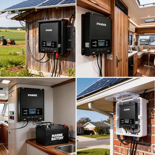 Alt view image 7 of 7 - 100A MPPT Solar Charge Controller 250VDC Max Input,99.9% Efficiency,12V/24V/36V/48V Auto,APP Monitoring,100 Amp LCD Display Solar Panel Regulator for Lithium/Lead-Acid Battery,Solar System RV Off-Grid